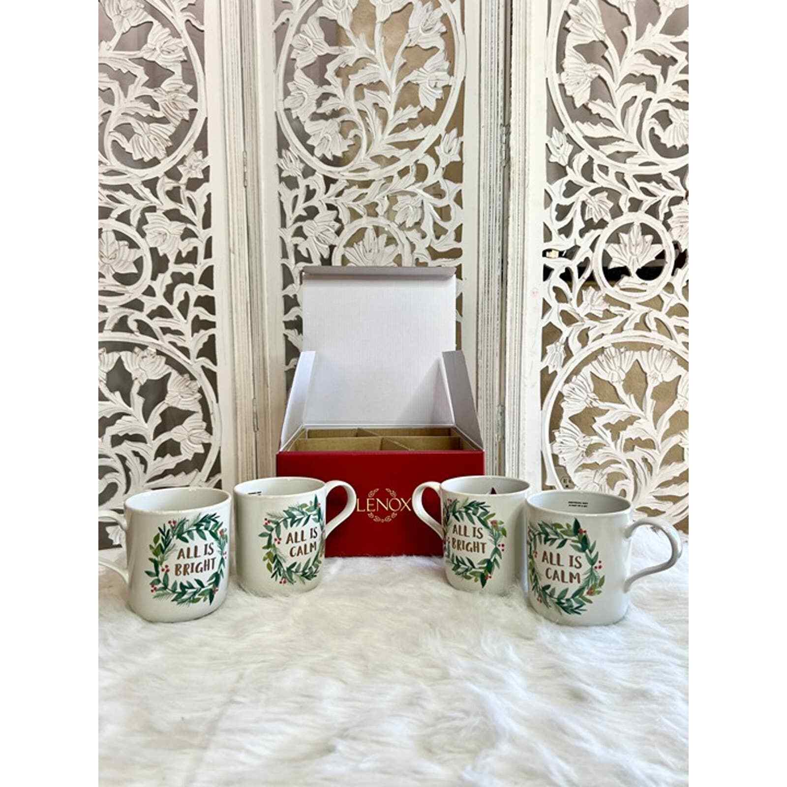 Holiday Collection Lenox Set of 4 French Perle Berry Mugs