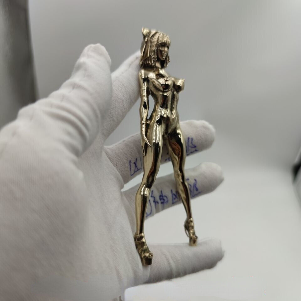 Brass Body Art Plump Beauty Cleopatra Model Handle Piece Statue 4.3inch