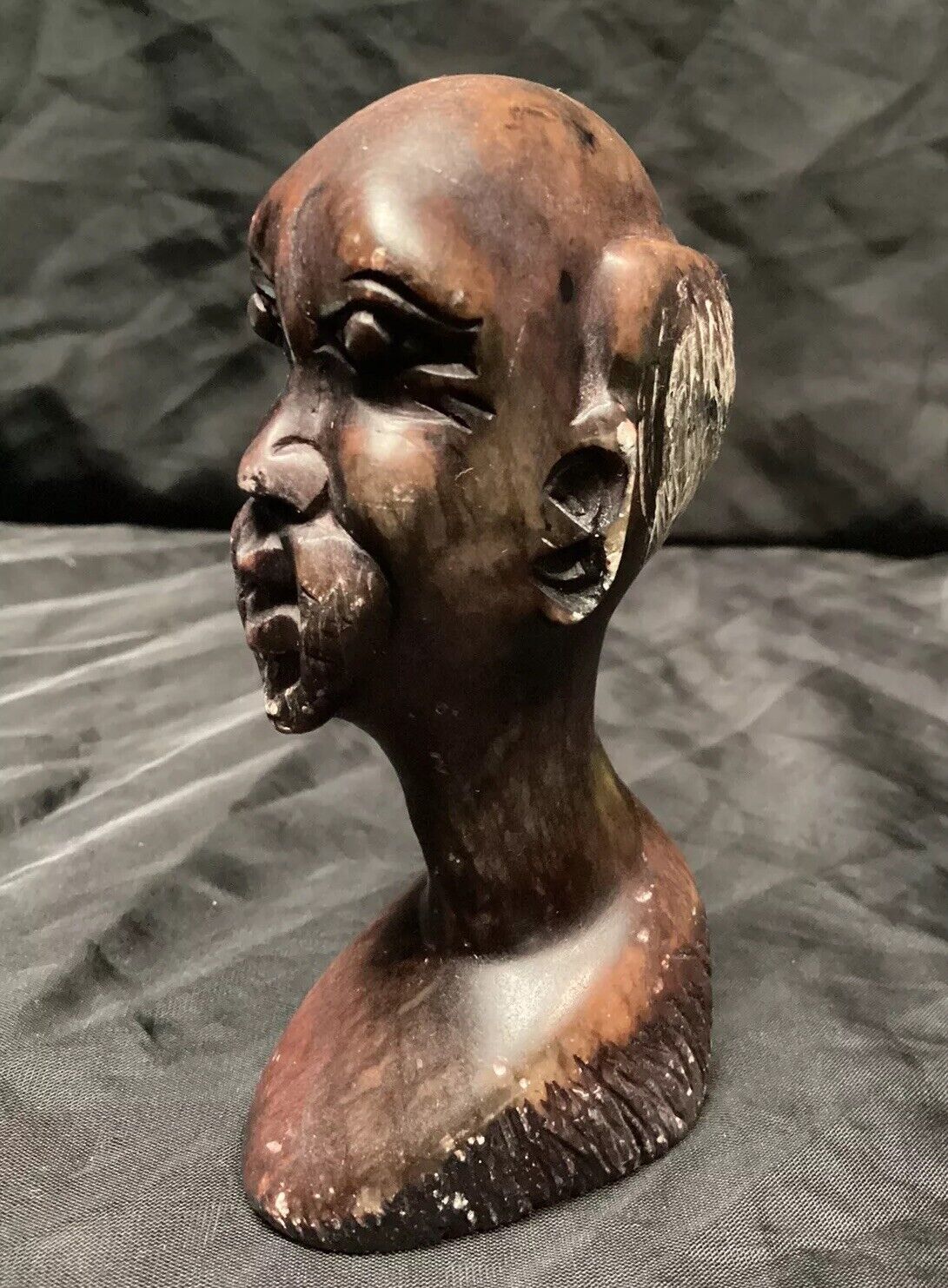 Vintage carved Stone Sculpture Figurine African Man Head Figurine Paperweight