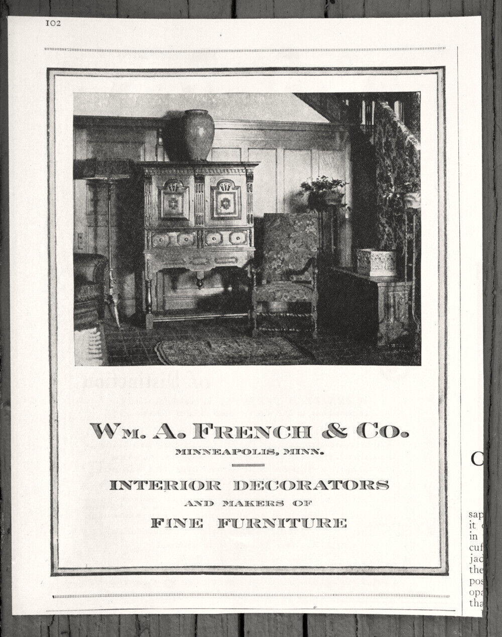 1918 Wm. A. French FINE FURNITURE Minneapolis, MN Antique Vtg PRINT AD