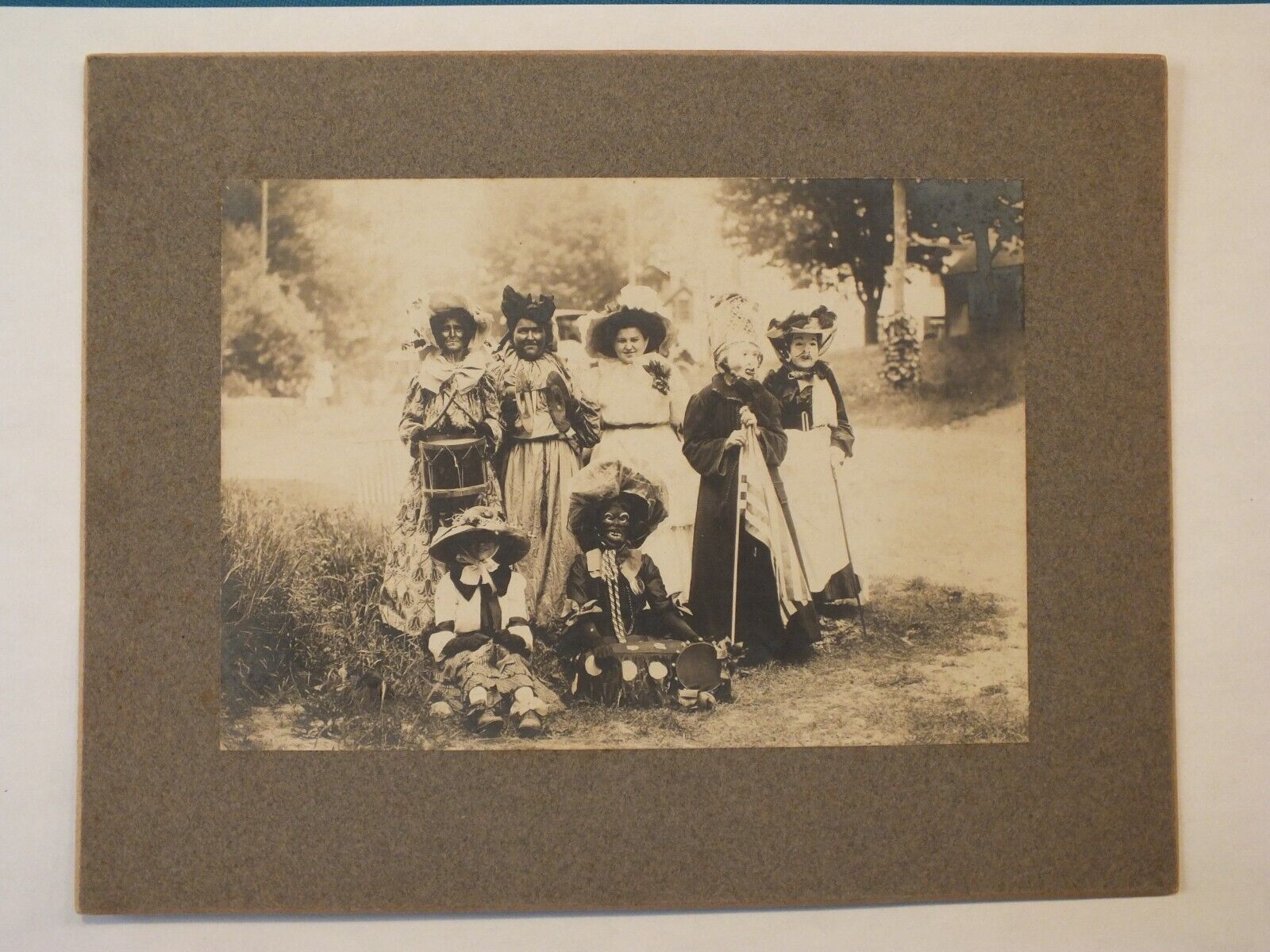 ANTIQUE GROUP PHOTO OF 7 GIRLS IN HALLOWEEN COSTUMES