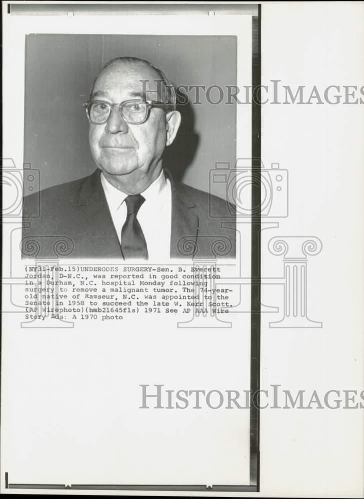 1970 Press Photo Democratic Senator Everett Jordan of North Carolina - nha21467