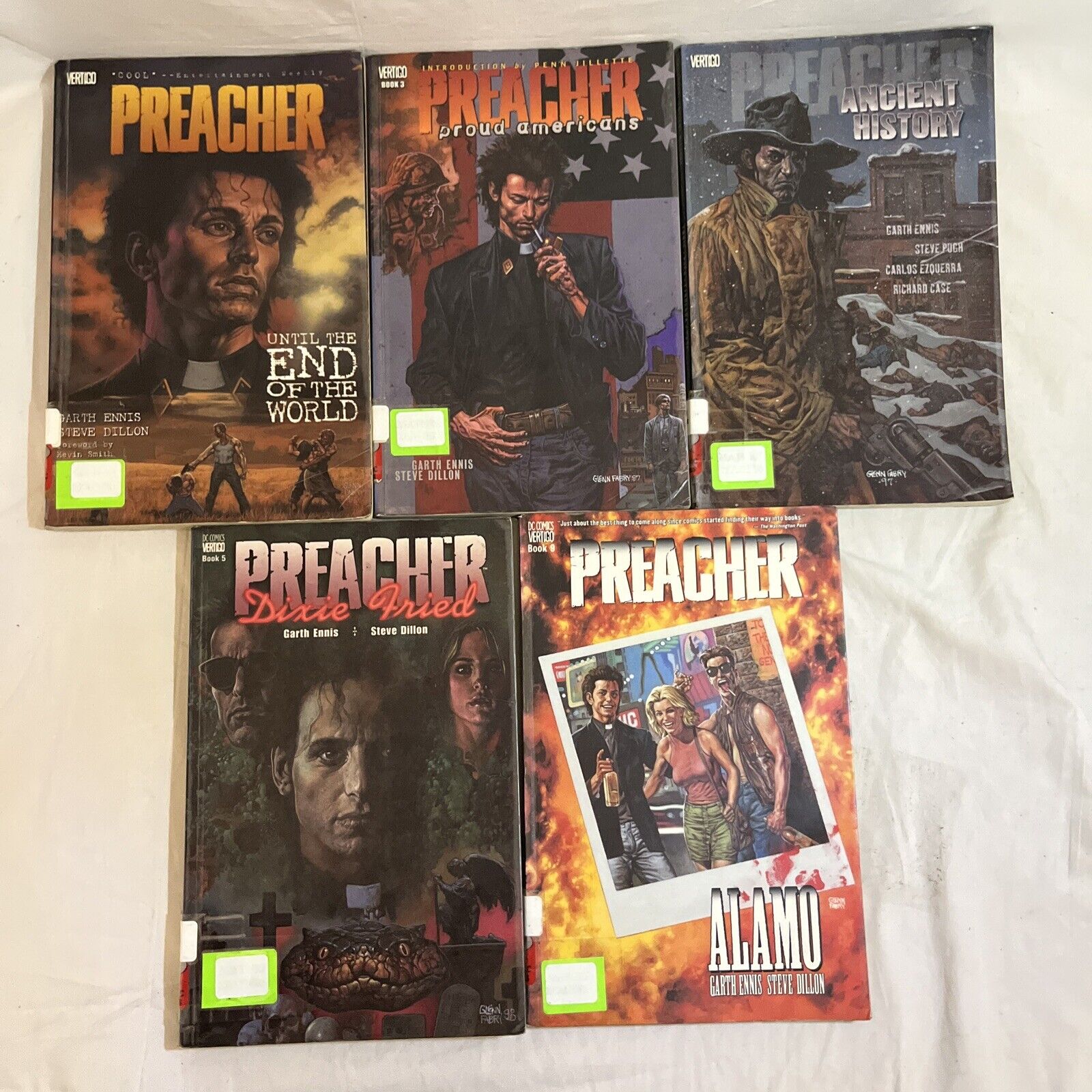 Preacher Graphic Novels Lot Vols 2 3 4 5 9 Vertigo DC Ennis Dillon 96 97 98 2000