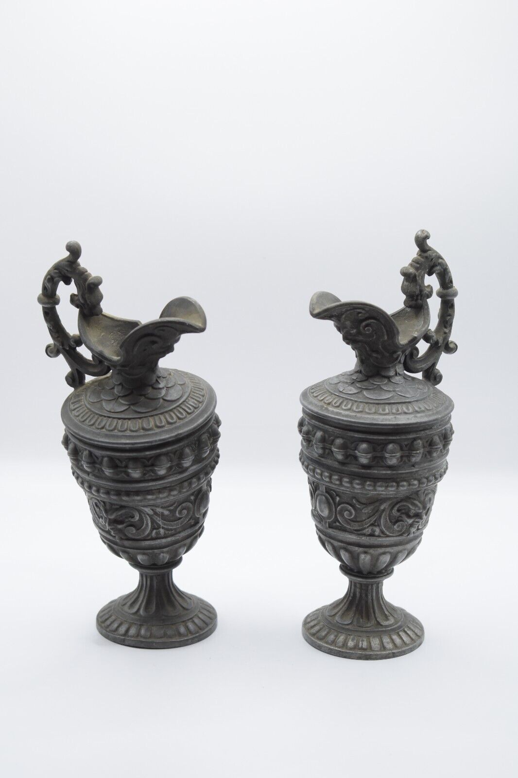 Pair of Antique French Cast Iron Pitcher StatueAmphora Urns