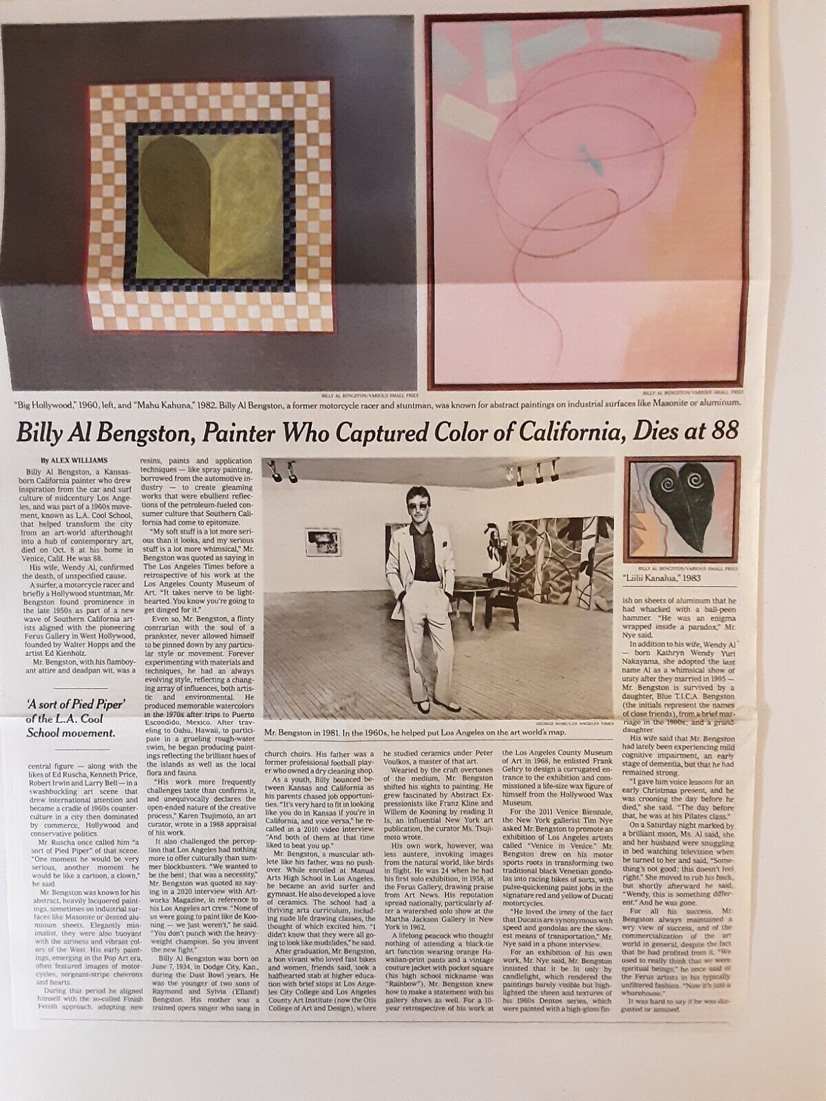 Billy Al Bengston New York Times Obituary - California Painter & Artist