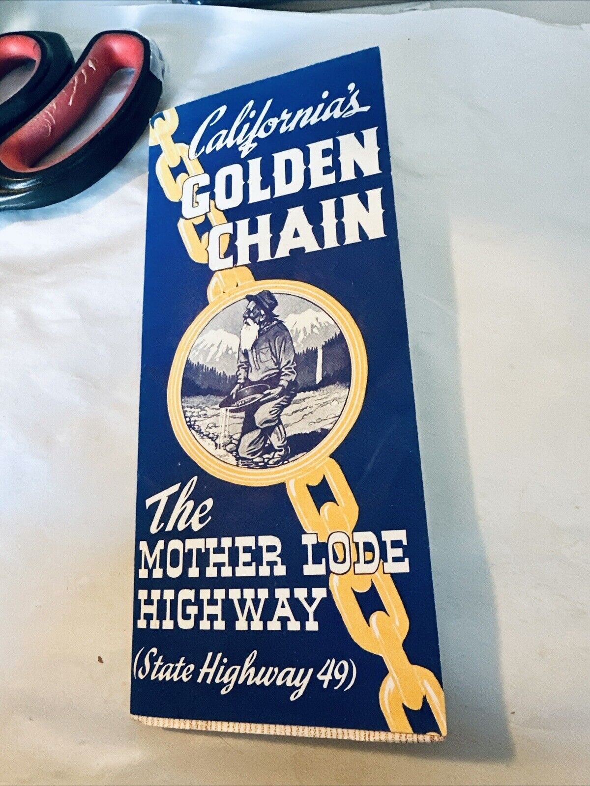 Vintage California\'s GOLDEN CHAIN MOTHER LODE Highway 49 Map Brochure Pamphlet