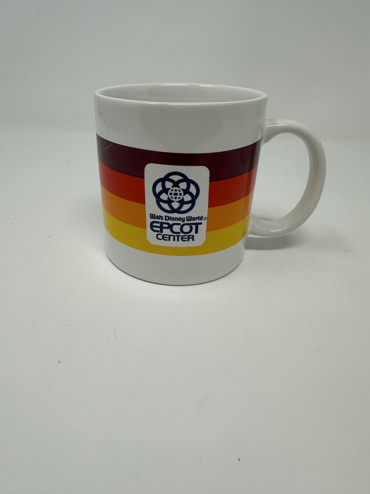 Vtg 1982 Walt Disney World Epcot Center Ceramic Coffee Mug Rainbow Stripe Japan