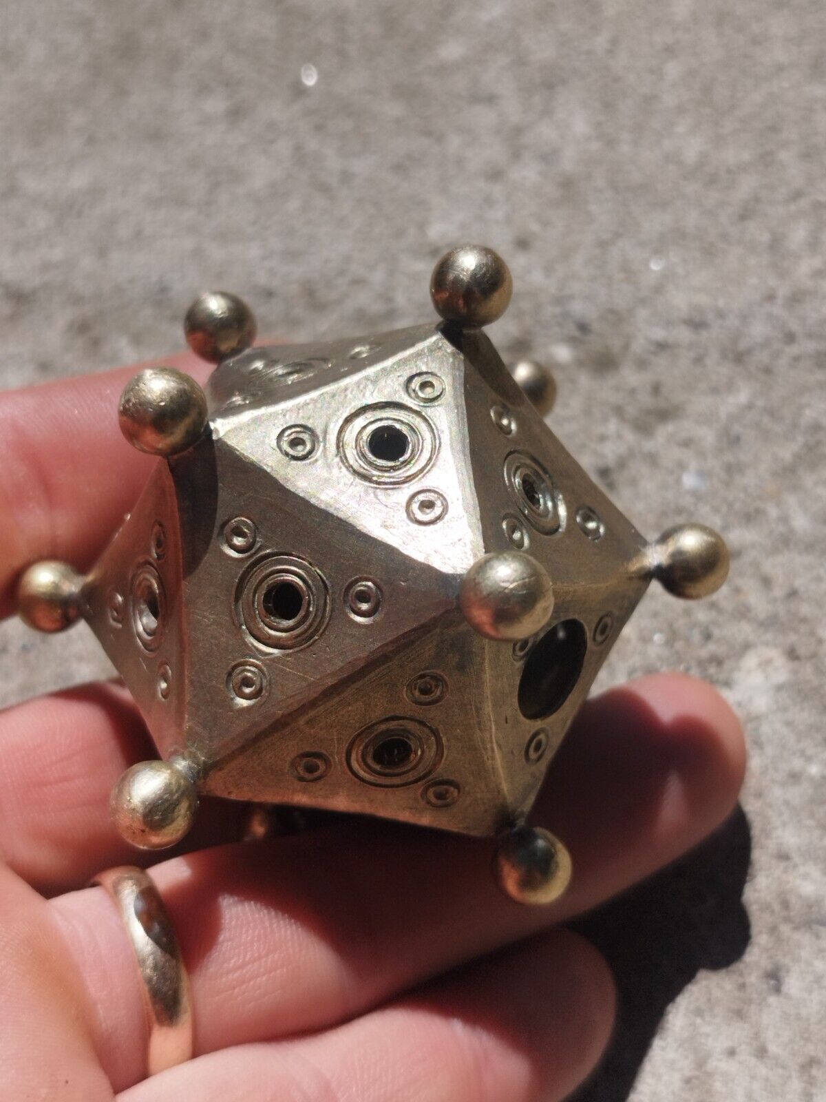 Roman bronze icosahedron. Handmade