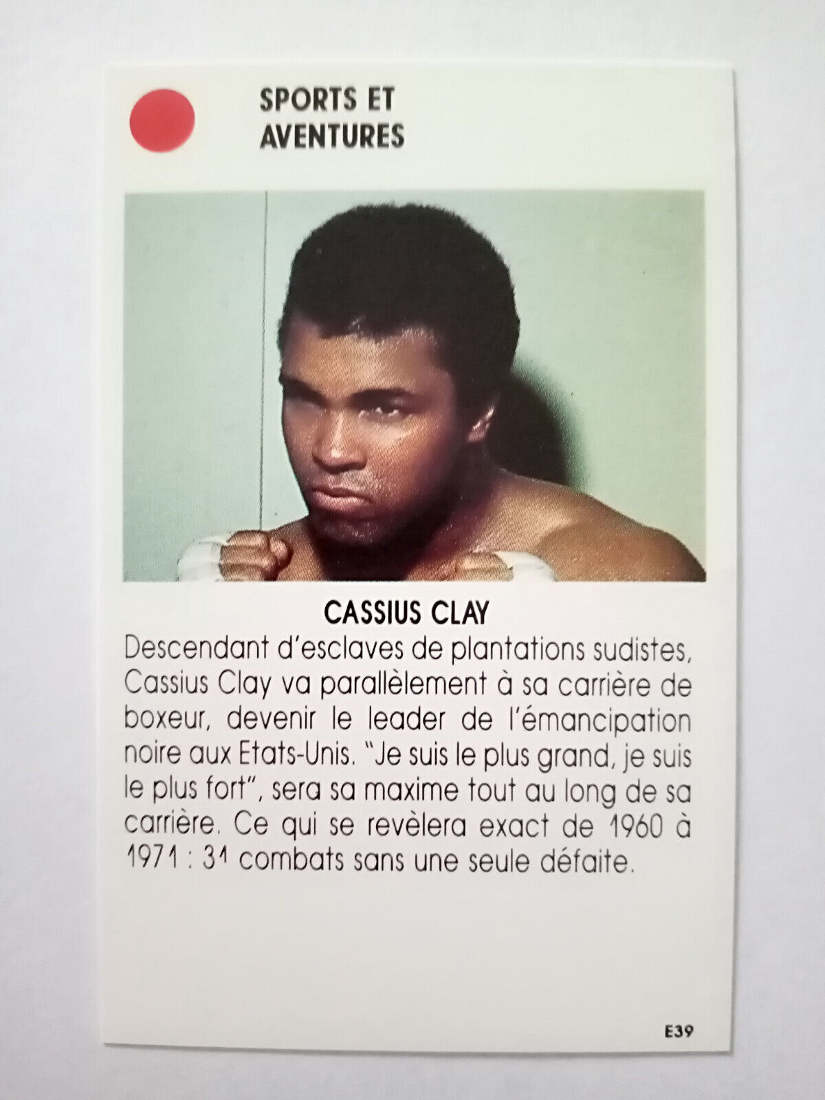 RARE CASSIUS CLAY Card Star Boxing Boxing French Edition 1987 87