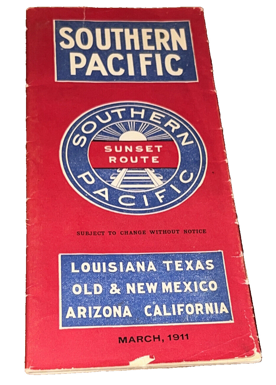 Rare - Southern Pacific timetable.  Sunset Route - March 1911