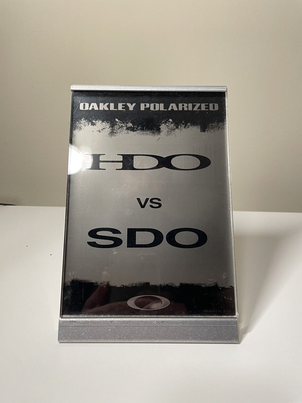 Vintage Oakley Display Case Sign HDO SDO Polarized Acrylic X Metal Sign RARE