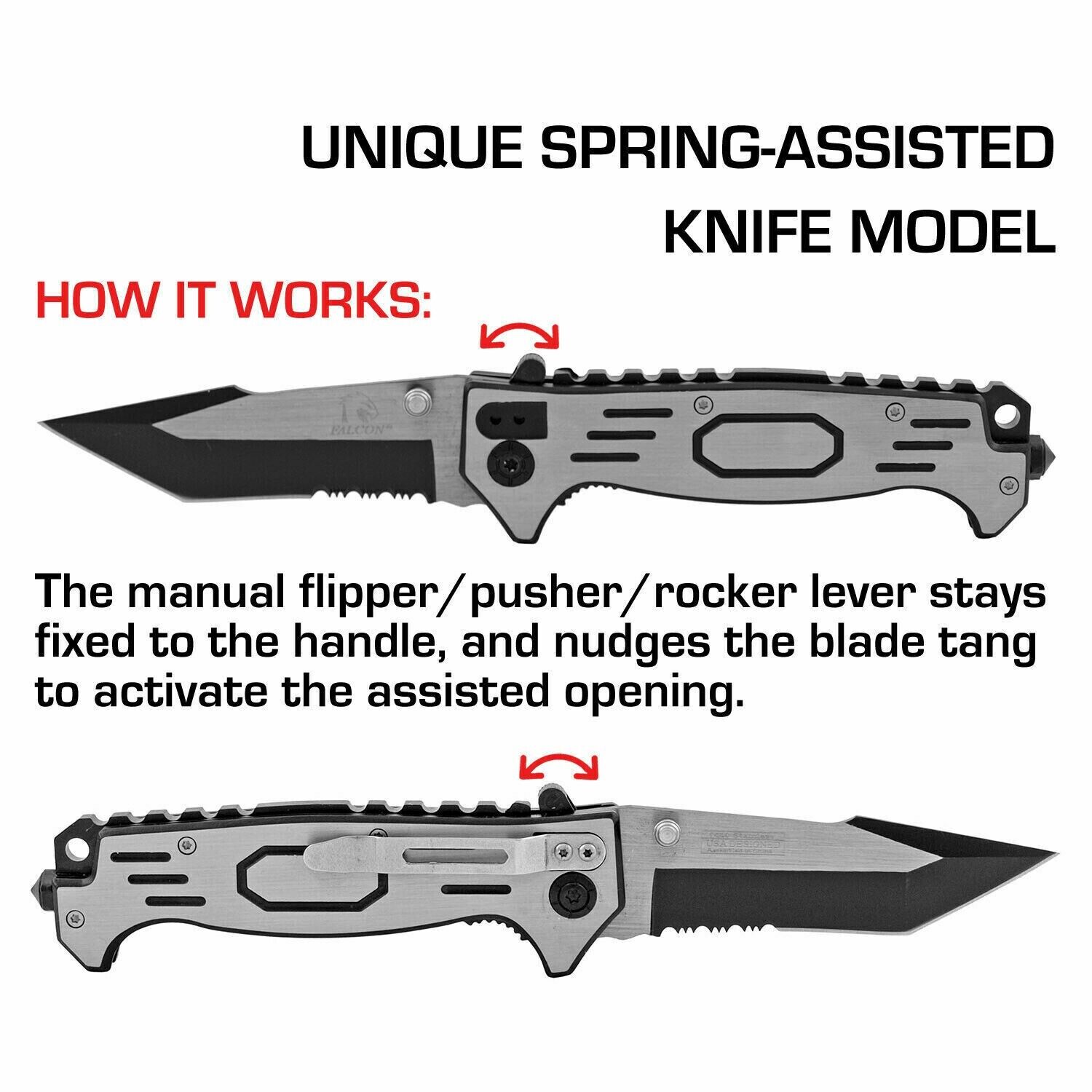 Pink Black Super Bitch Spring Assisted Pocket Knife All Metal Fast Open Flipper