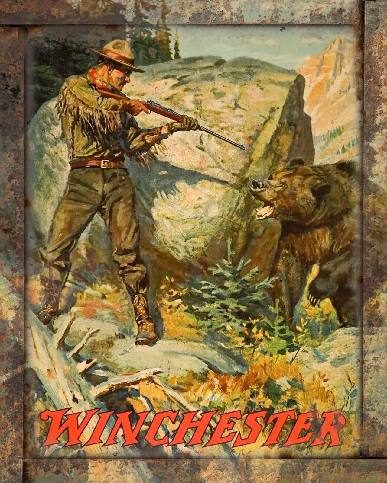 Winchester Hunting Firearms 8x10 Rustic Vintage Sign Style Poster