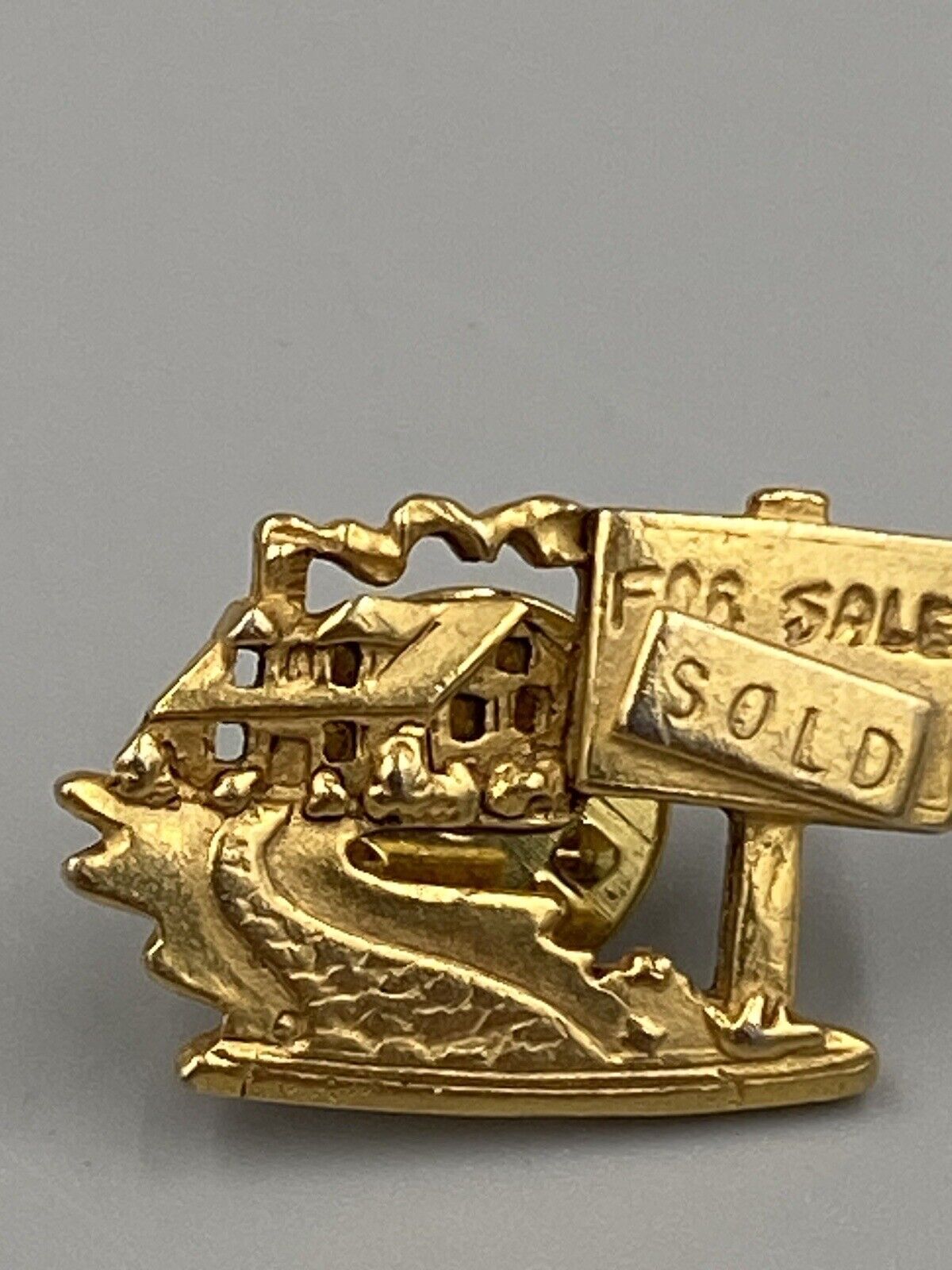 Vintage AJC SOLD House For Sale Real Estate Sign Realtor Gold Colored Lapel Pin