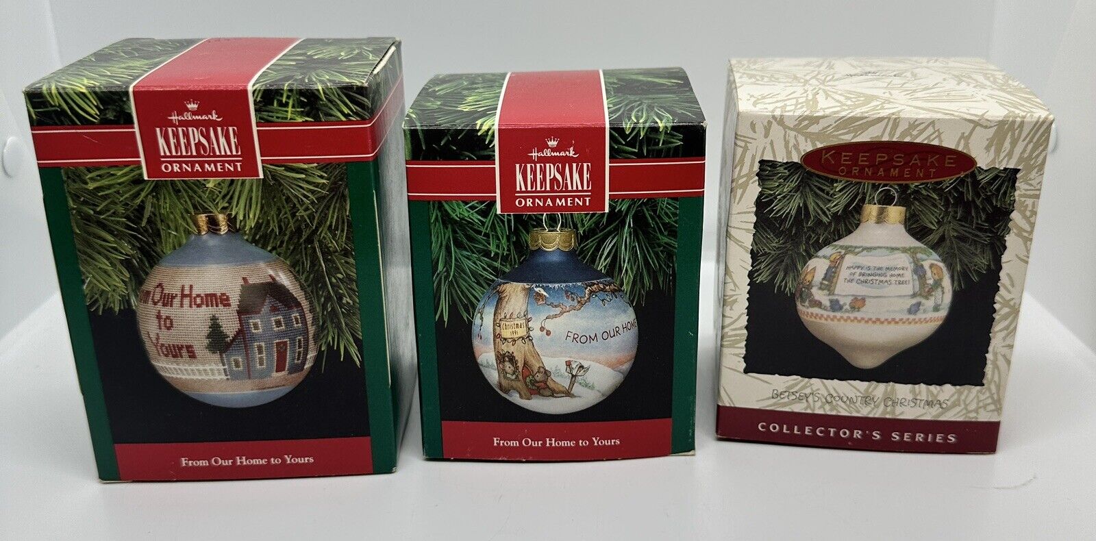 SET OF 3 Hallmark Keepsake Ornament From Our Home To Yours / Country Christmas