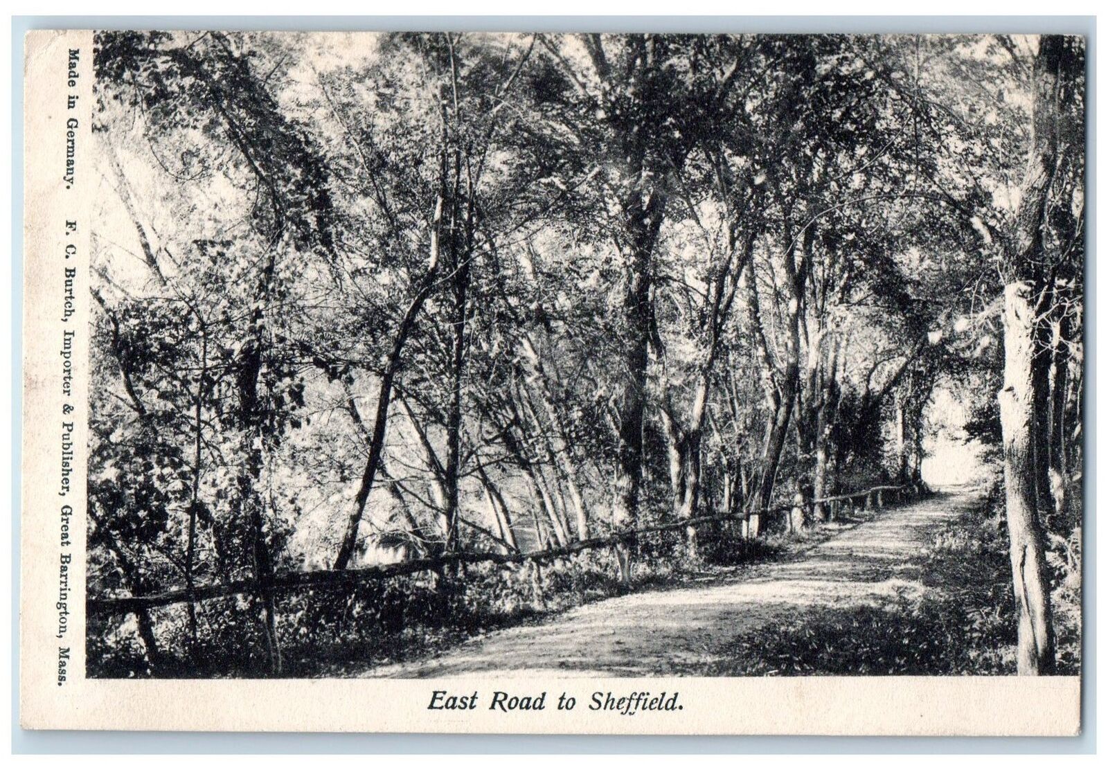 c1920\'s East Road Scene Sheffield Massachusetts MA Unposted Vintage Postcard