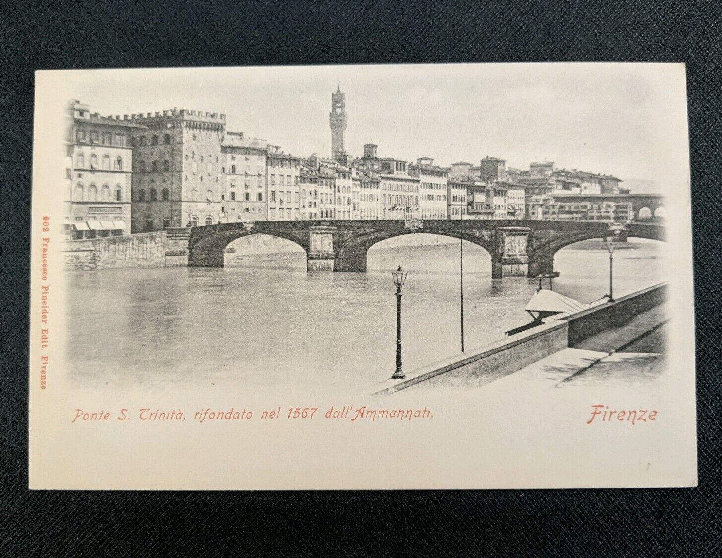 c1900\'s Florence Italy Trinity Bridge Refounded Bridge Antique Postcard 