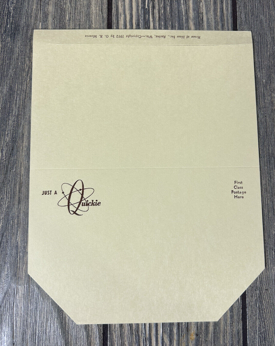 Vintage 1952 Just A Quickie Envelope House Of Idea Inc