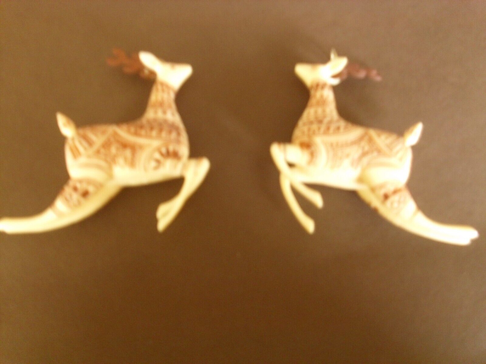Hallmark Keepsake Scrimshaw Reindeer Pair of Ornaments form 1983 -  Stunning