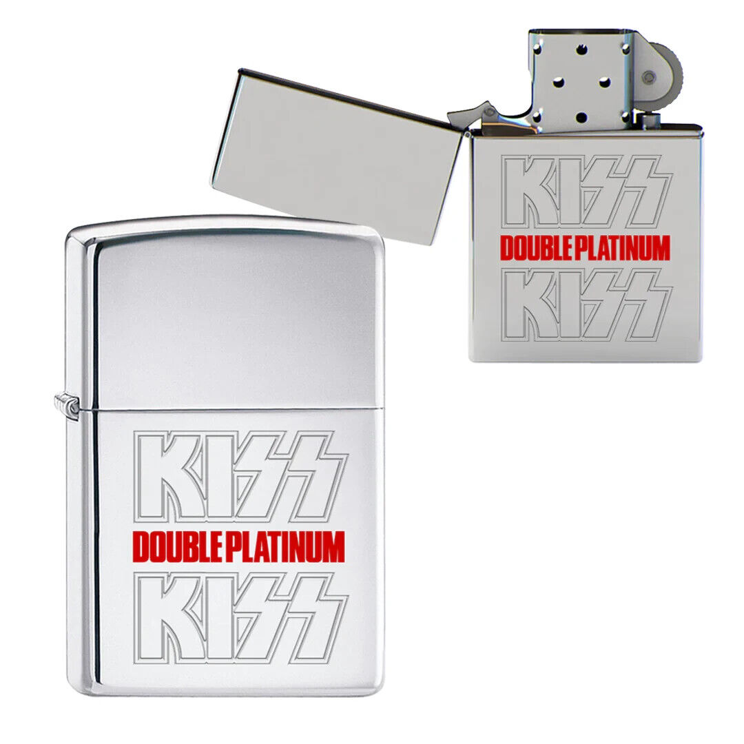 Rare Kiss Engraved Double Platinum Zippo Lighter