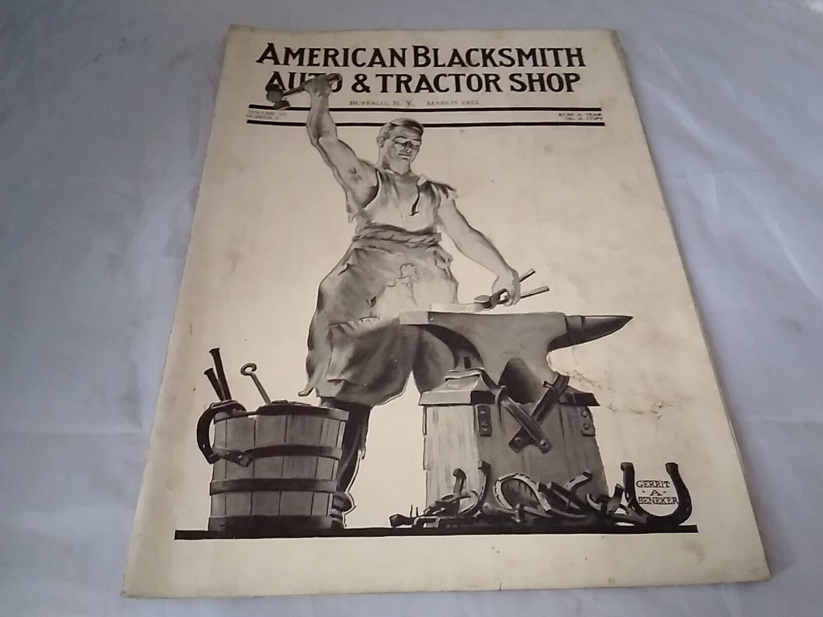 Vintage Antique American Blacksmith Auto And Tractor Shop Mar 1922 Buffalo NY 