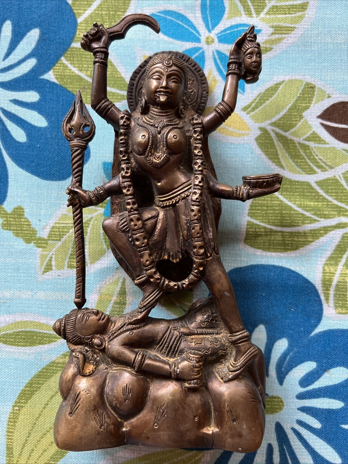 Handmade Antique Style Brass Indian Deity Ma Kali Goddess Of Power Statue