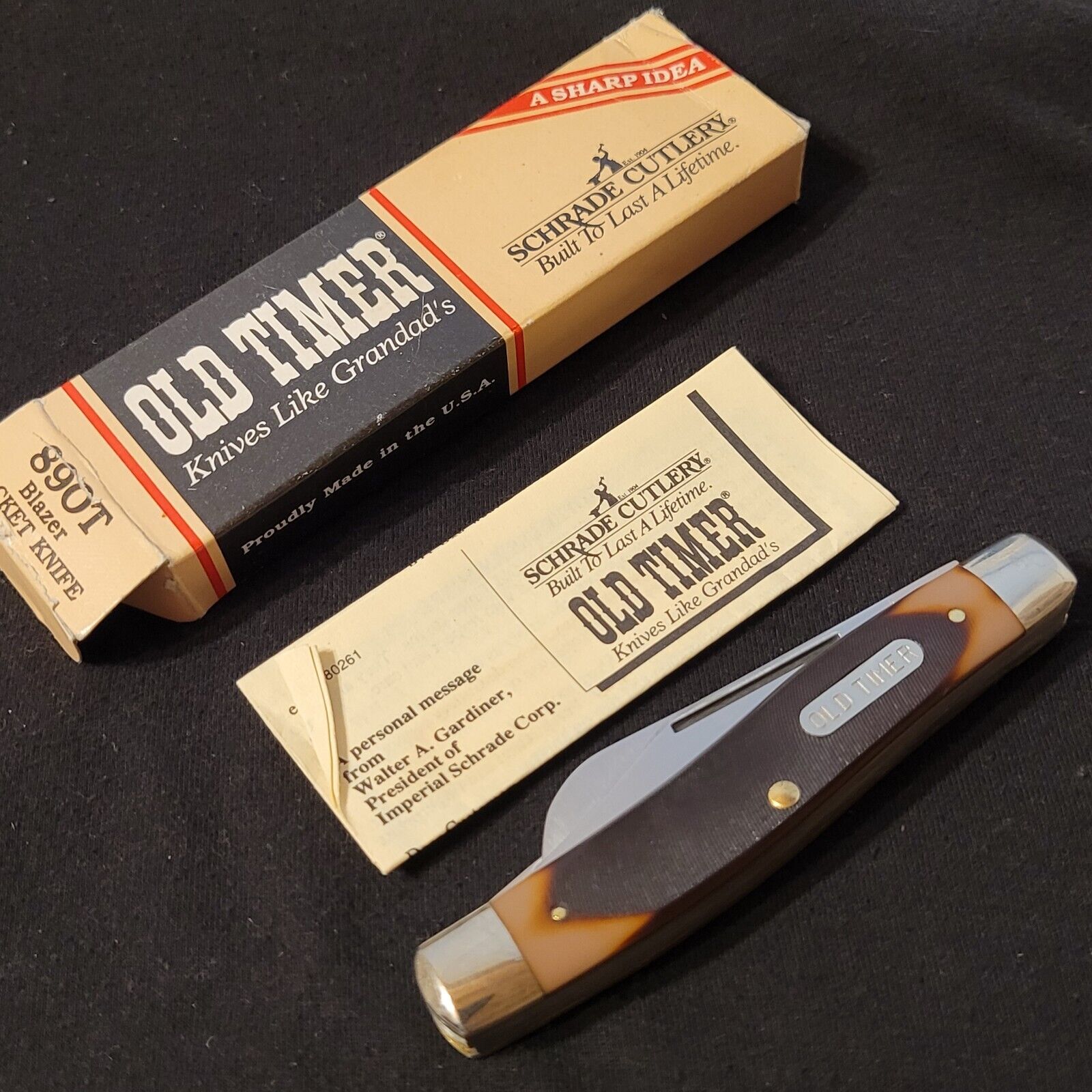 Schrade Old Timer Knife USA 89OT Blazer Stockman SawCut Delrin Handles