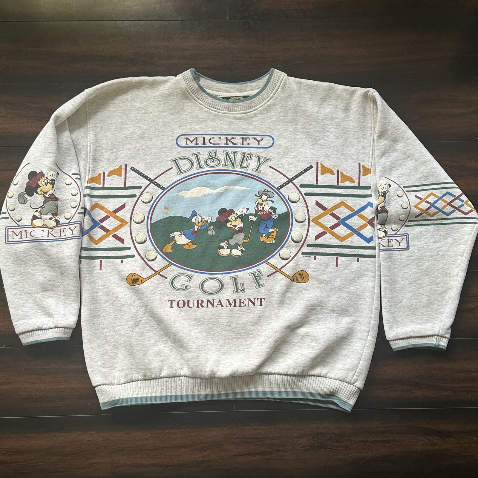 Mickey Disney Golf Tournament All Over Print Vintage 90s Crewneck Sweatshirt USA
