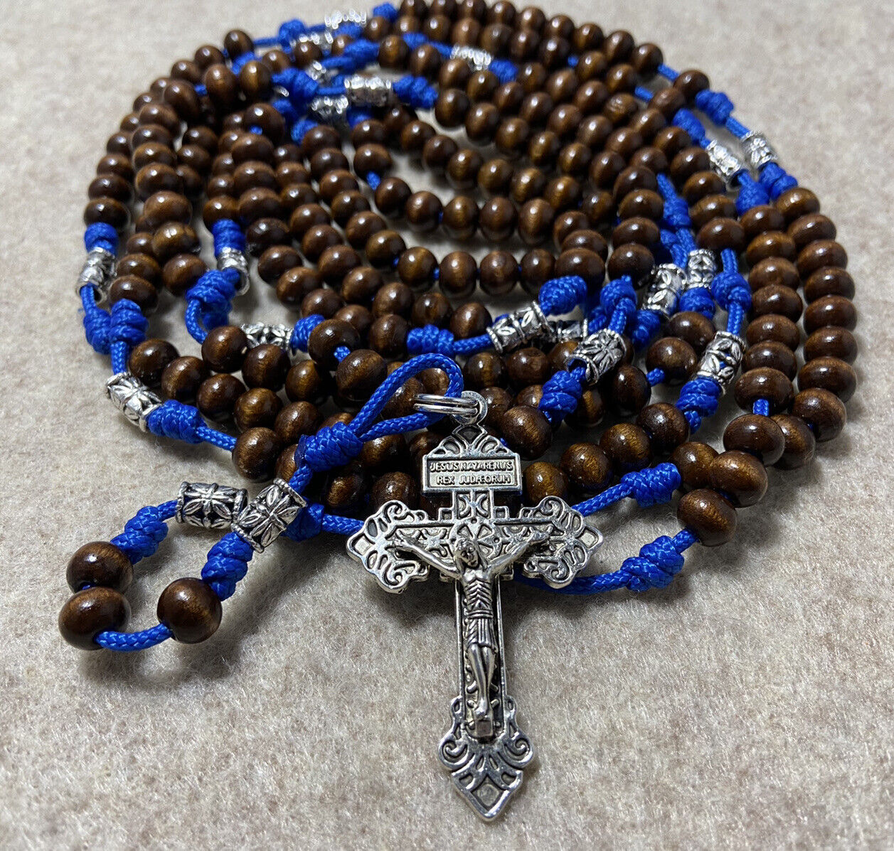 20 Decade Catholic Rosary- Wooden beads Rosary - Pardon Crucifix - Handmade