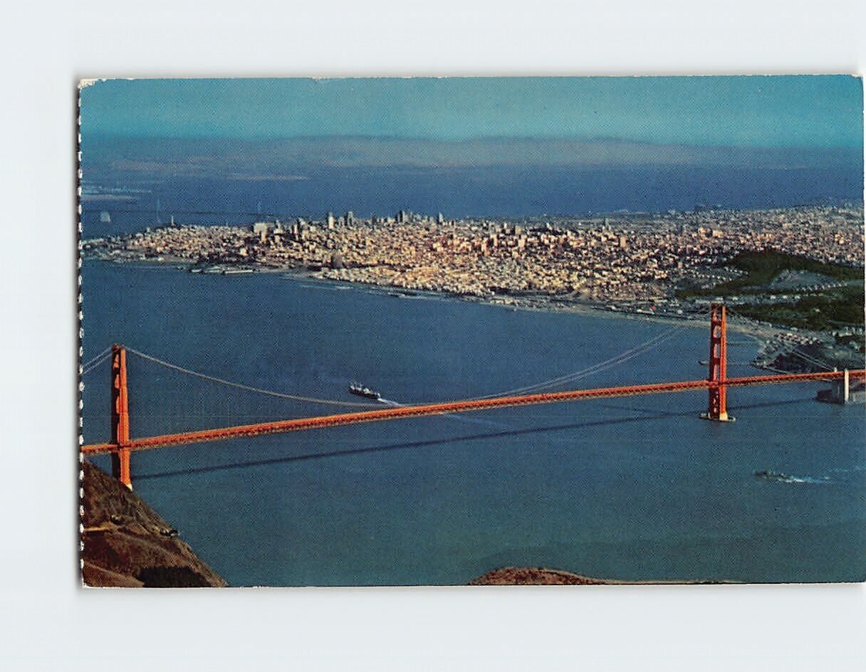 Postcard Air View Of Golden Gate Bridge San Francisco California USA