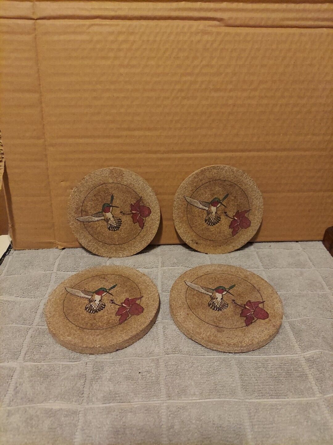 Vintage Hummingbird Coasters 4 In Set
