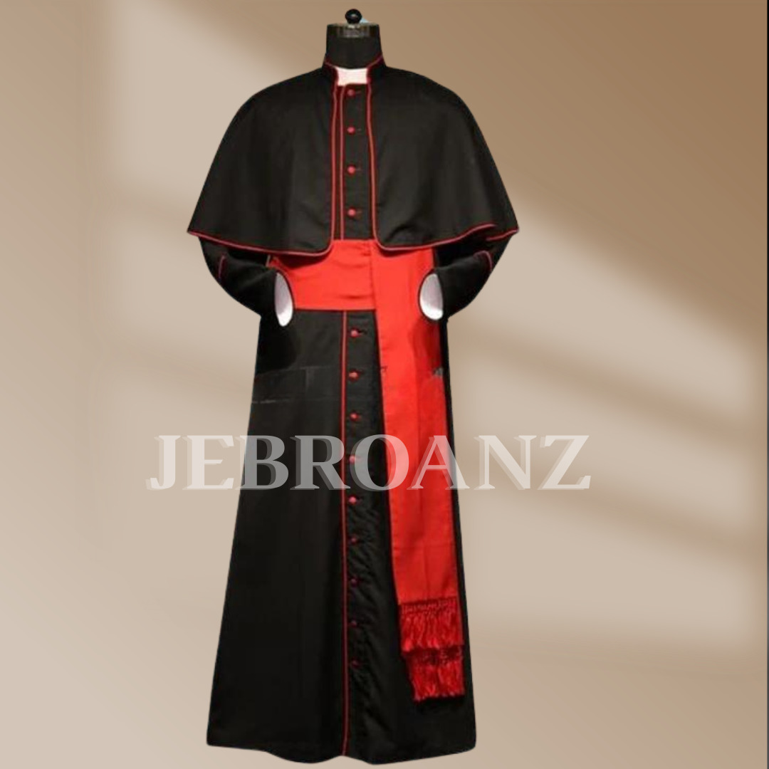 Cotton Roman Vestment Cassock - Geneva Gown - Catholic Bishop Clergy - cape coat