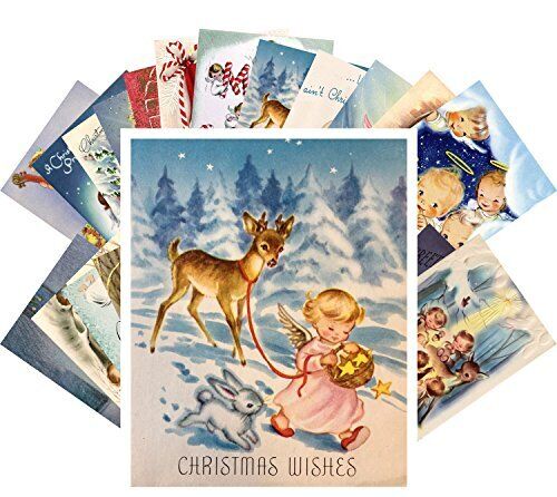 PIXILUV Vintage Christmas Greeting Cards 24pcs Little Angels Christmas Prayer RE