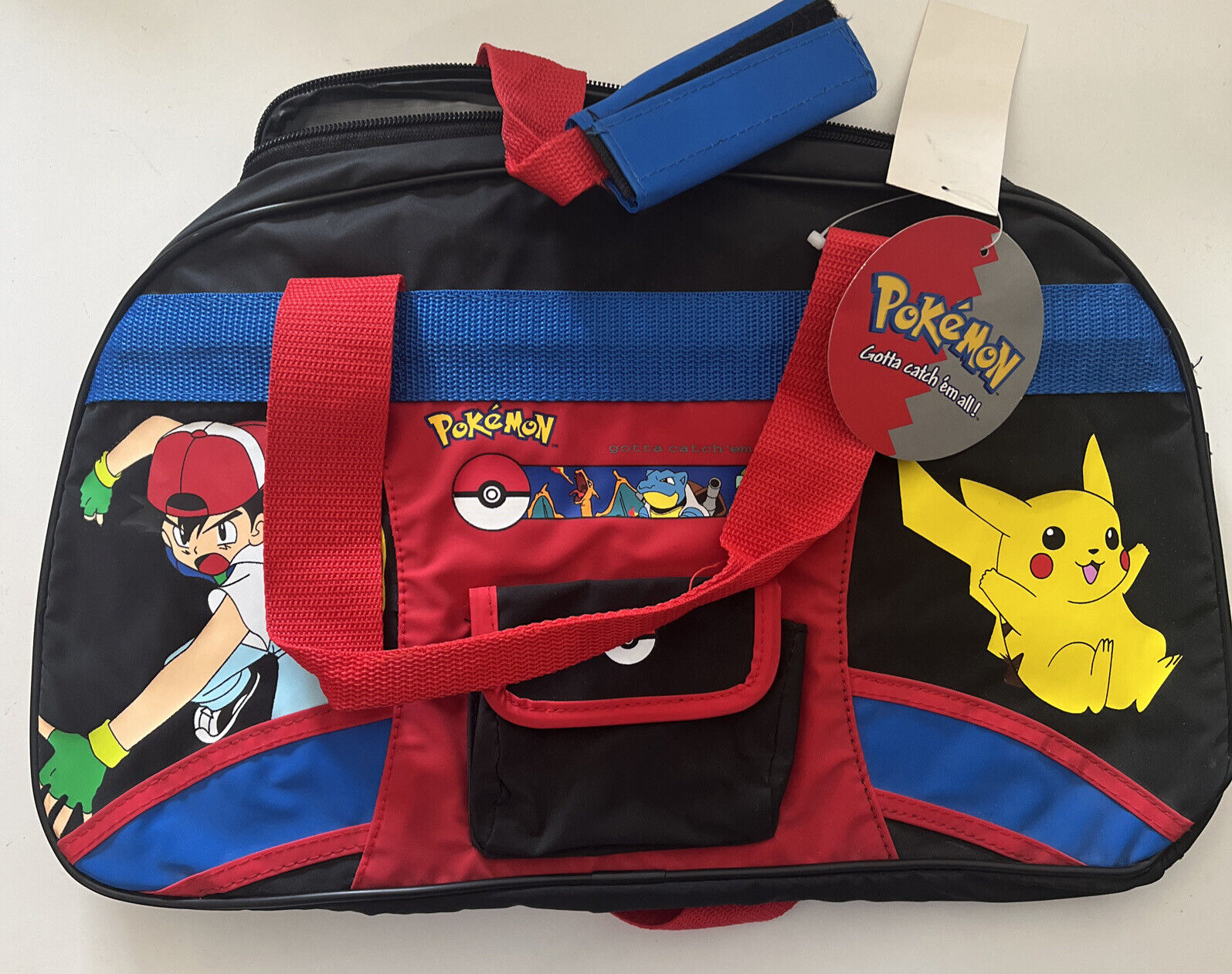 1999 Vintage Pokemon Nintendo Duffle Bag Ash Kanto Pikachu Gotta Catch Em All