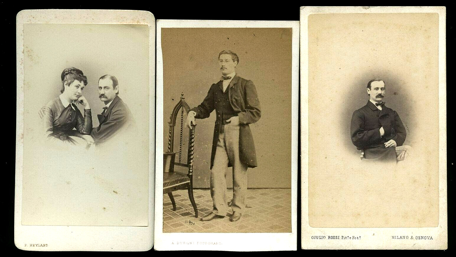 Lot of 3 Italy CDVs 1860s ID\'d Italian Photographers