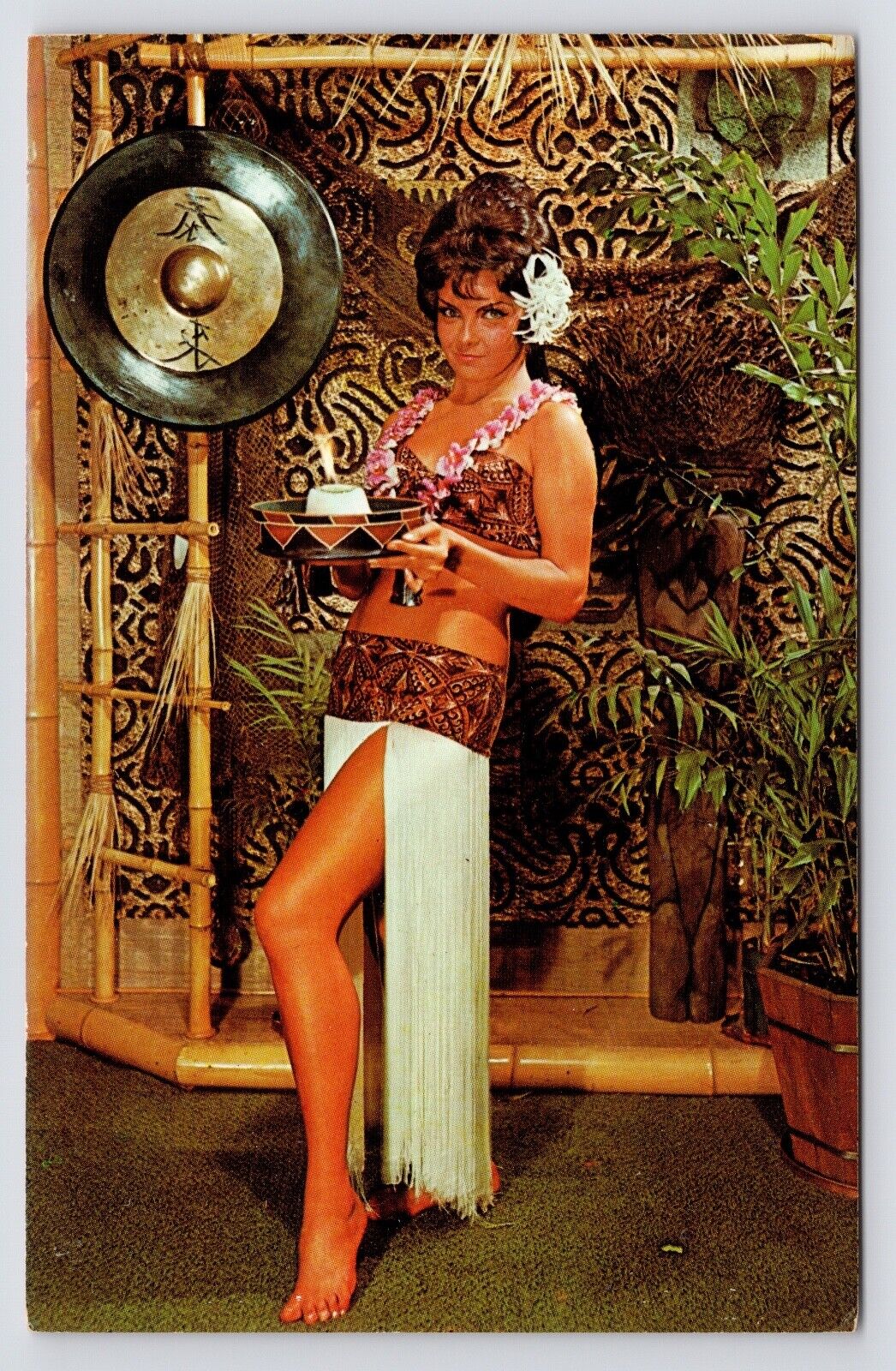 c1960s~Kahiki Polynesian Supper Club~TIKI GIRL~Columbus Ohio OH~VTG Postcard