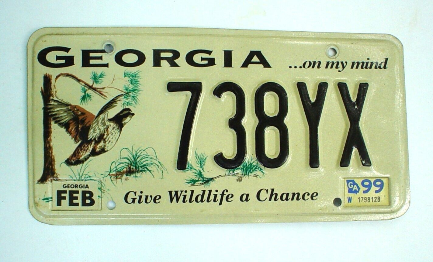 Old 1999 Georgia Wildlife License Plate 738YX Give Wildlife A Chance