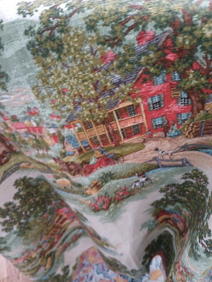 Antique/Vintage Countryside Textured Panel Fabric from Italy 48x50 BEAUTIFUL