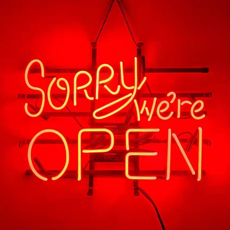 Sorry we\'re Open Red Neon Light Sign 19x15 Shop Bar Club Restaurant Wall Decor
