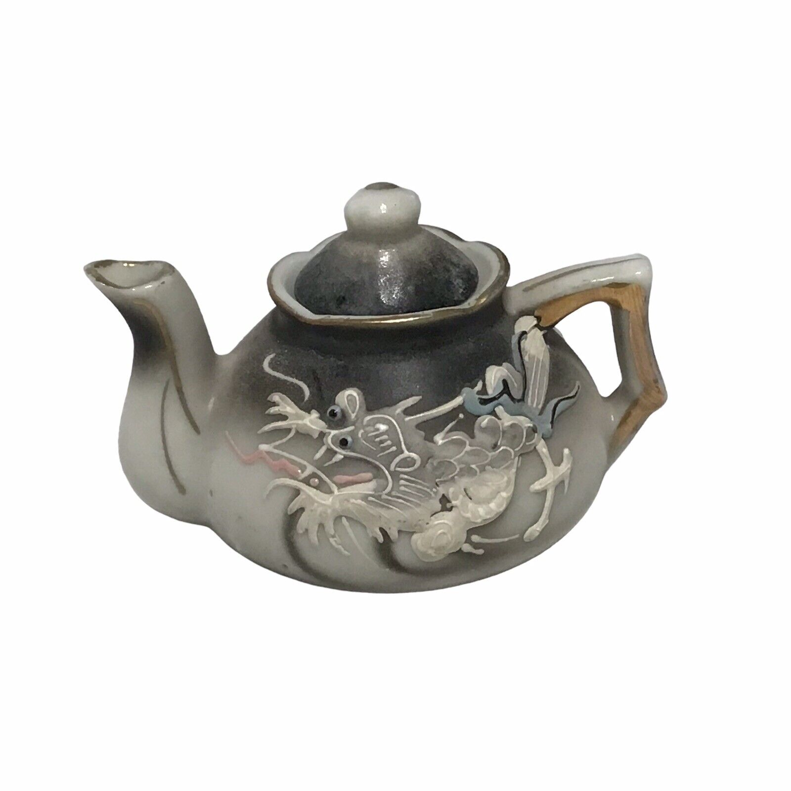 VINTAGE 1950\'s Miniature DRAGONWARE Moriage Teapot Gold Trim Made In Japan