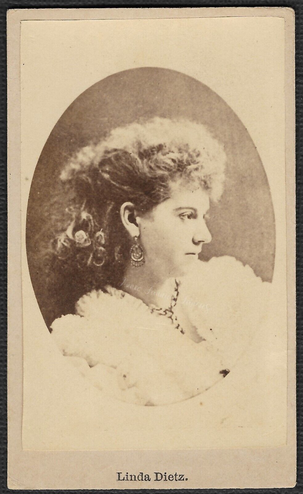 CDV Photo Stage Actress Linda Dietz 1870's Beautiful Lady Antique Star