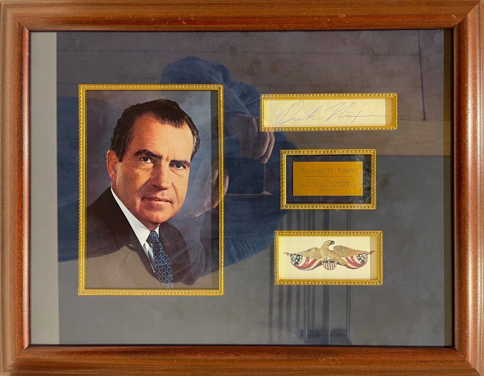 Rare Former U.S President Richard Nixon Hand Signed Presentation & COA 53 x 45cm