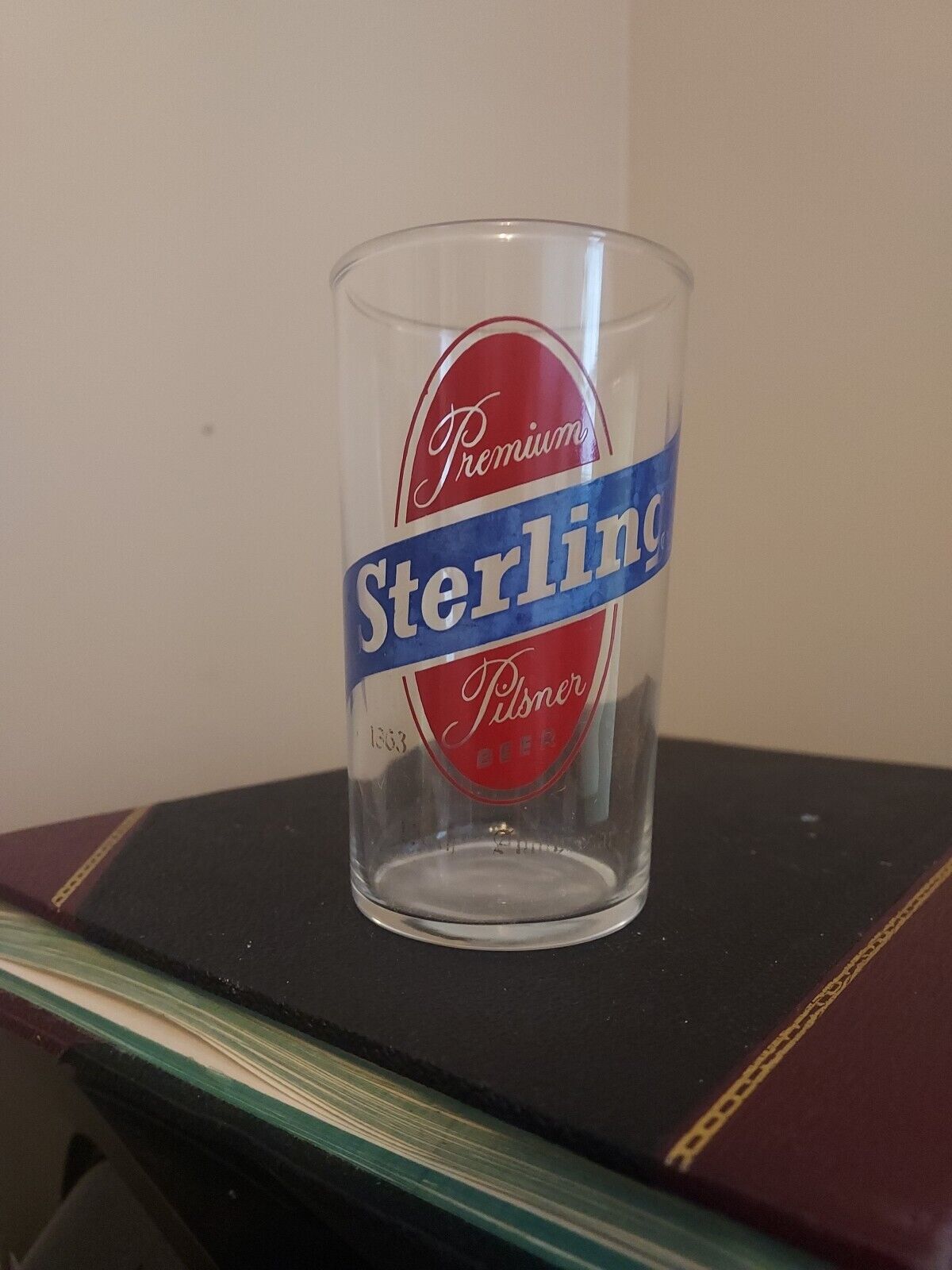 Vintage Sterling Beer Bar Glass - Barware Advertising / Man Cave Bar Decor