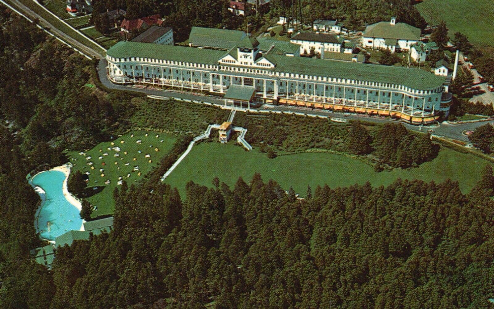 Postcard MI Mackinac Island Michigan Grand Hotel Aerial View Vintage PC H8195