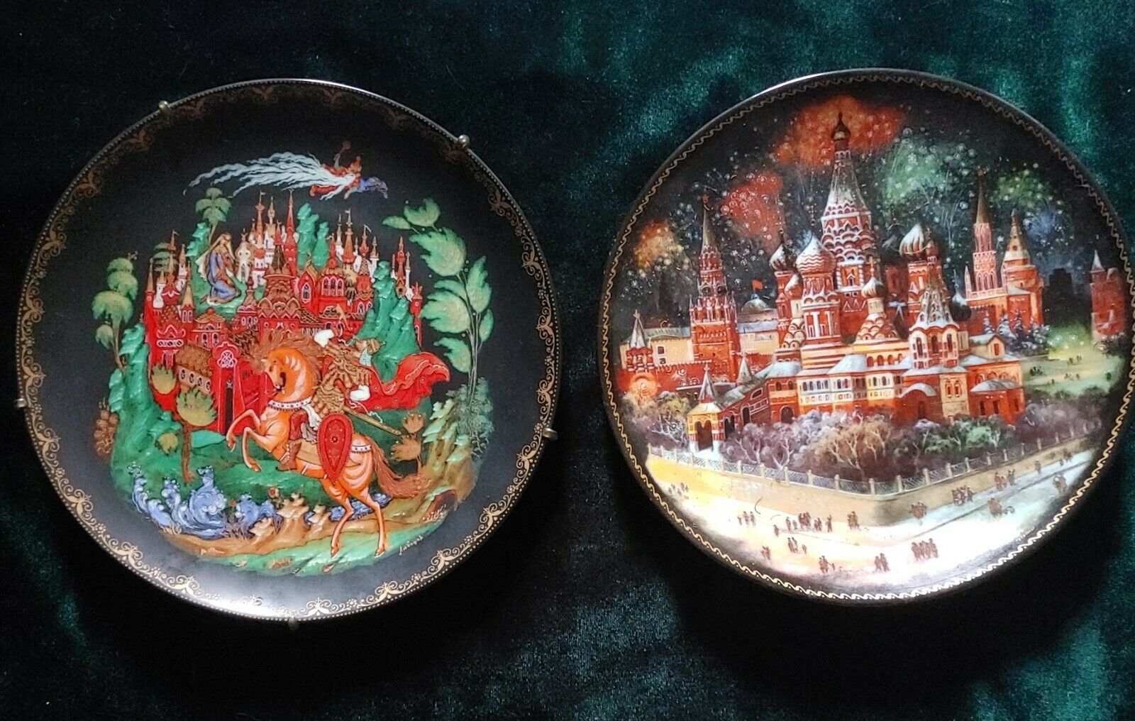  Authentic  Paleh and Fedoskino Porcelain Plates (two)