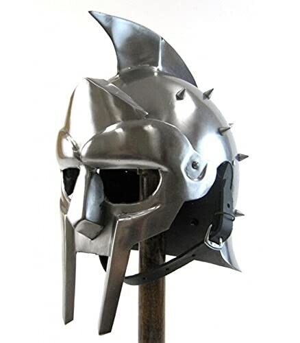 Antique Cosplay Spartan Adult Viking Warrior Costume Half Face Cut Helmet (Silve