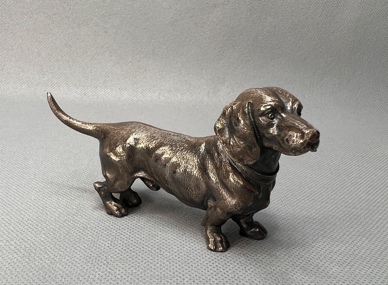 1890s Antique German WMF Dachshund Dog Pewter Figurine