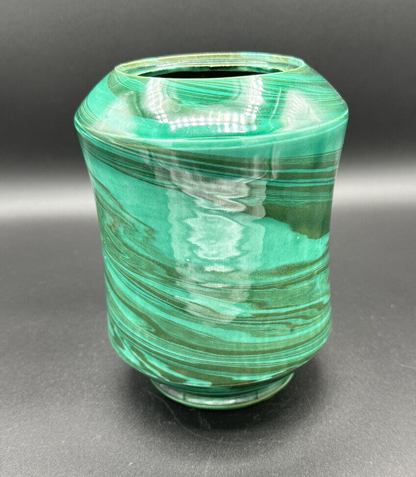 Vintage Italy Vase Green Pottery  Modern Mid Century 7” Tall
