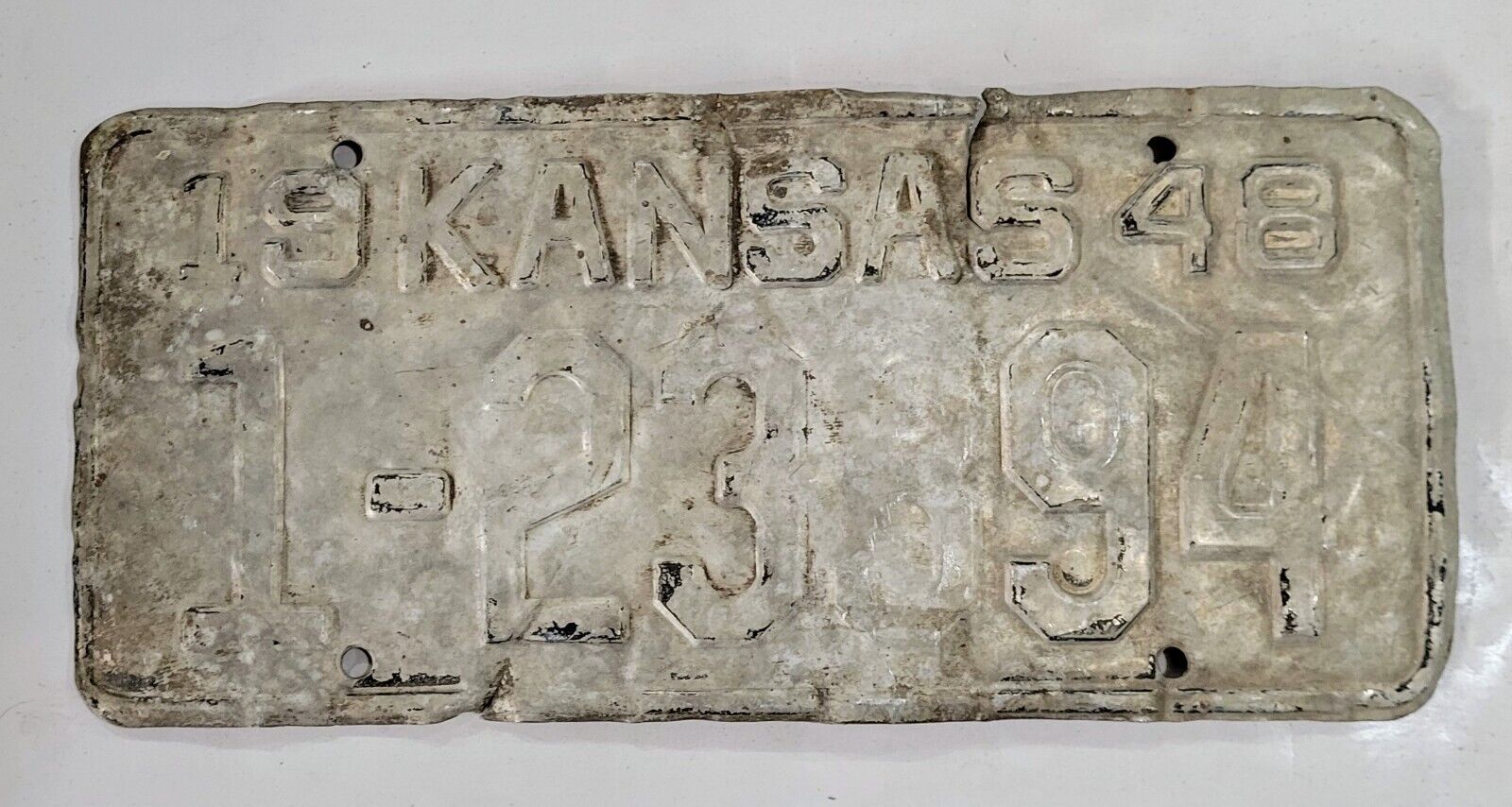 1948 KANSAS License Plate ~ 1 23 94 ~ 🔥  🔥