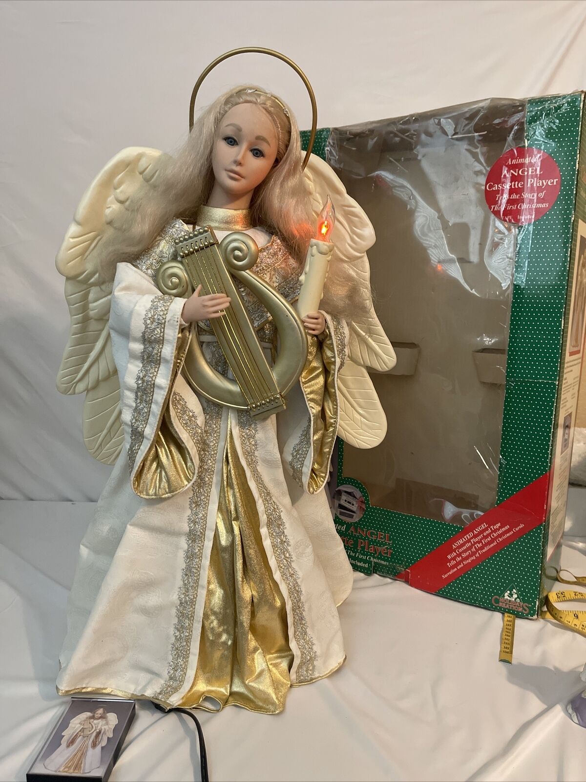 Vintage 1995 Holiday Creations Animated Angel w/Cassette Player In Original Box